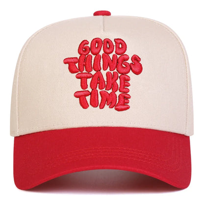 Unisex GOOD THINGS TAKE TIME Embroidery Baseball Caps Spring Autumn Outdoor Adjustable Casual Hats Sunscreen Hat Sports Cap