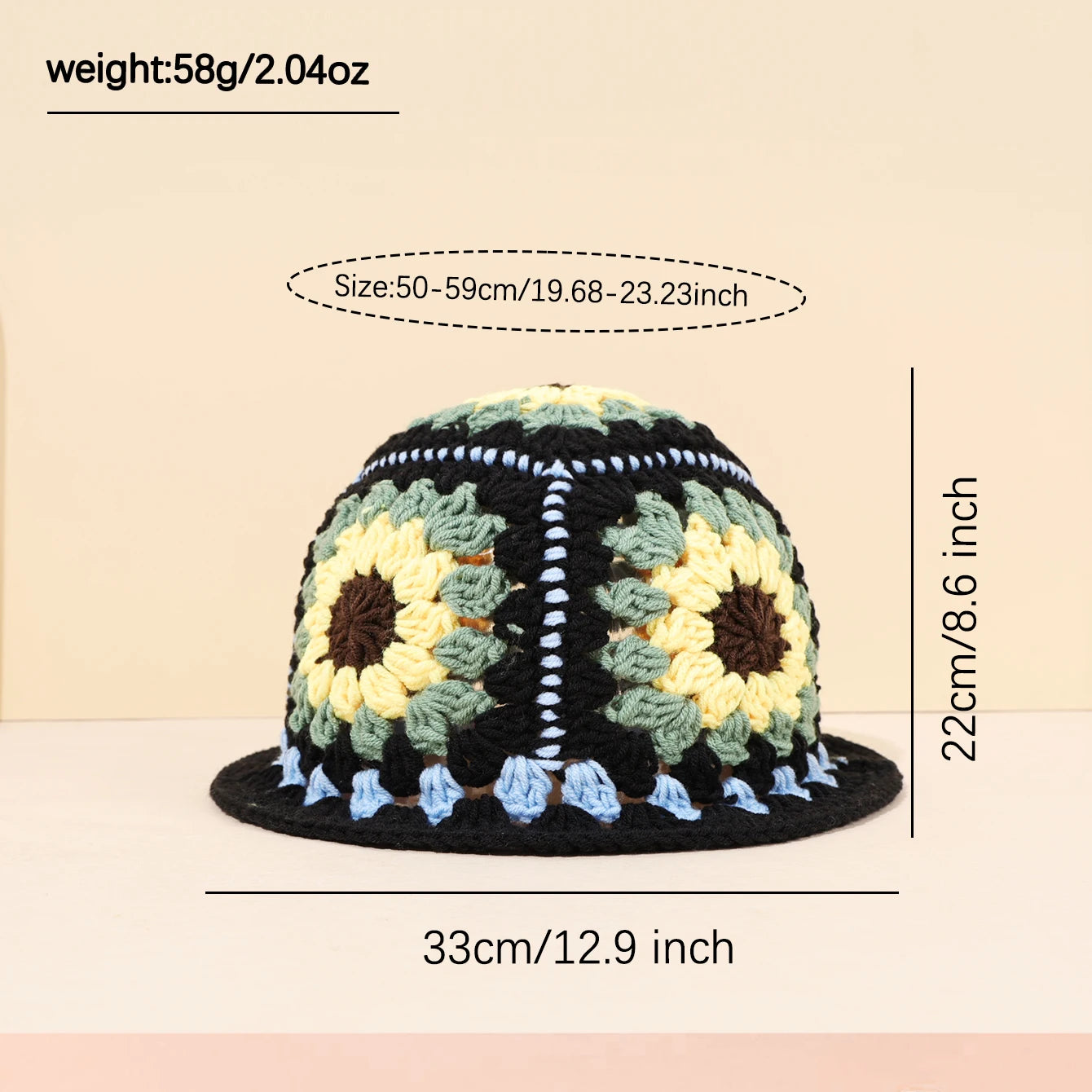 Handmade Sunflower Knitted Bucket Hat