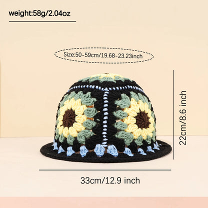 Handmade Sunflower Knitted Bucket Hat