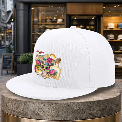 Tequila Sugar Skull Sombrero Street Snapback Cap