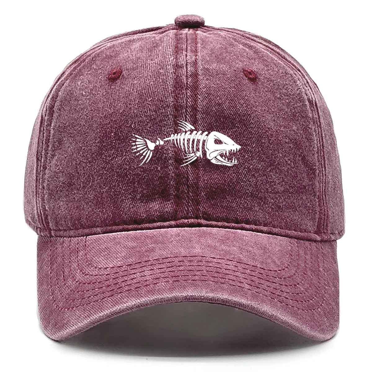 White Fish Bones Distressed Baseball Cap