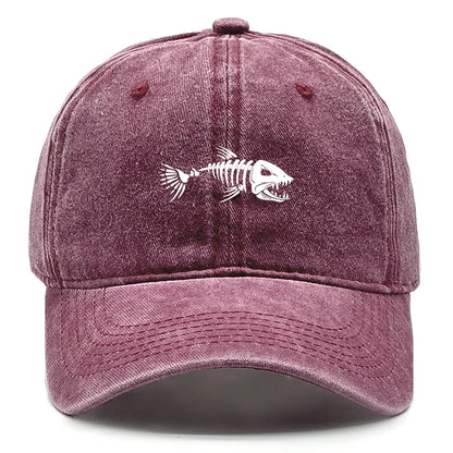 White Fish Bones Distressed Baseball Cap
