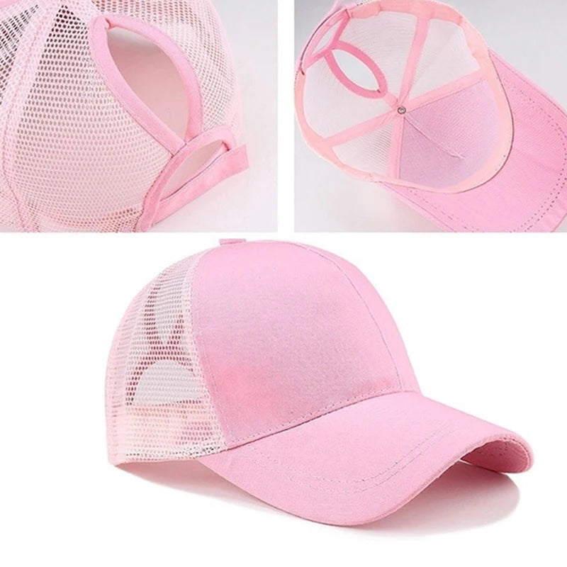 Women's Ponytail Mesh Snapback Baseball Cap