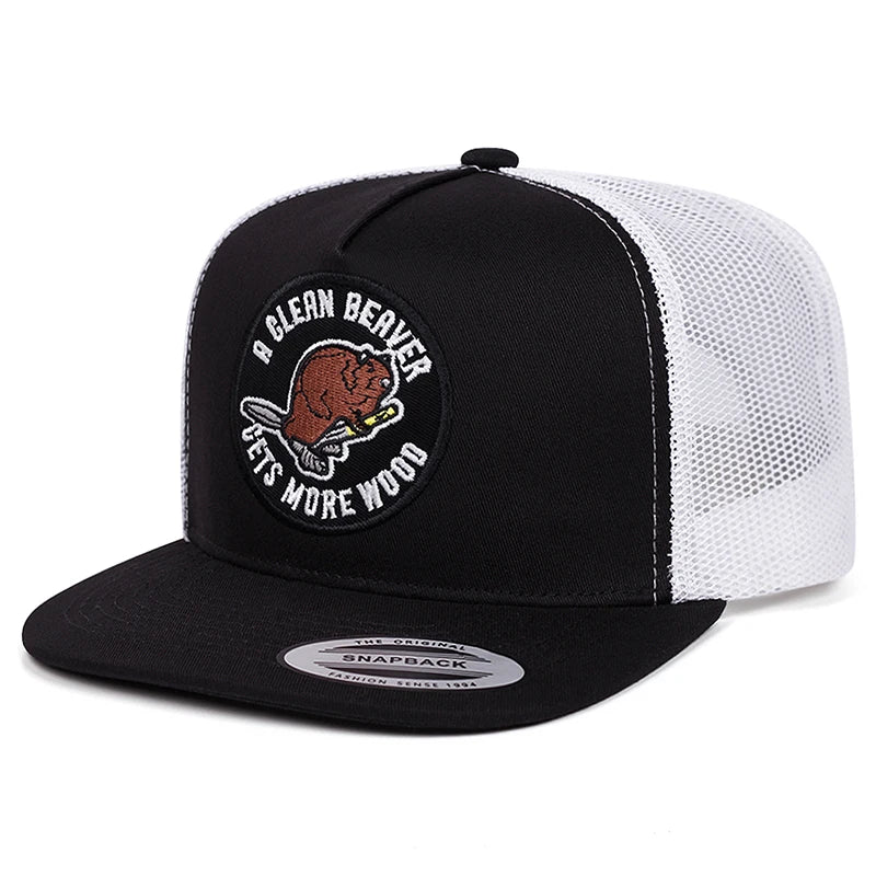 Mole Glern Embroidered Mesh Flat Brim Snapback Cap