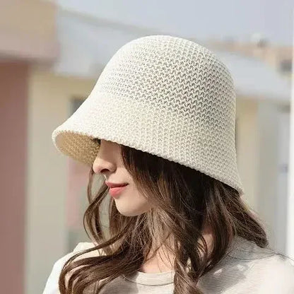 Women Breathable Hollow Crochet Fisherman Bucket Hat