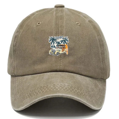 Vintage Travel Sign Washed Baseball Cap