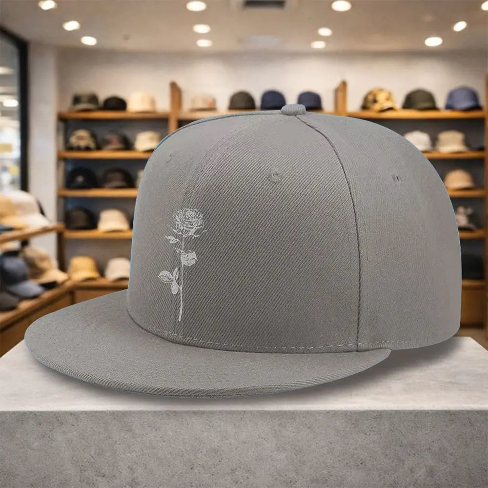 Rose Line Art Snapback Cap