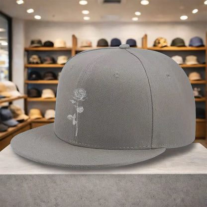 Rose Line Art Snapback Cap