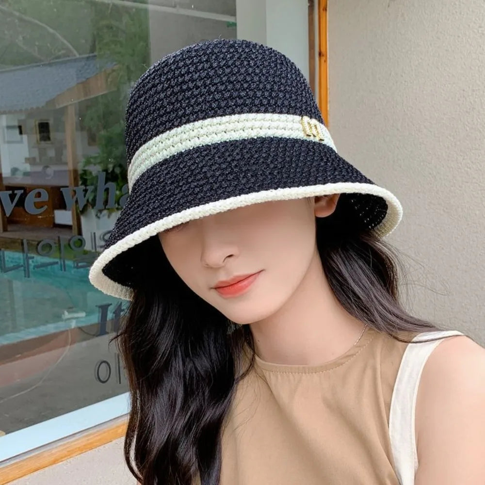 Foldable Letter Decor Holiday Beach Bucket Hat Sun Cap