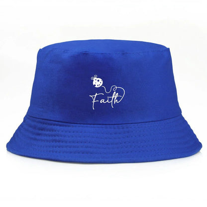 Ladybug Faith Print Vintage Cotton Bucket Hat