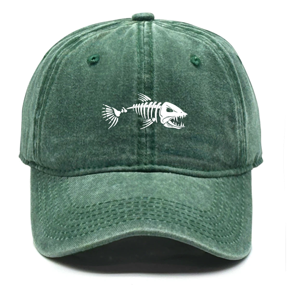 White Fish Bones Distressed Baseball Cap