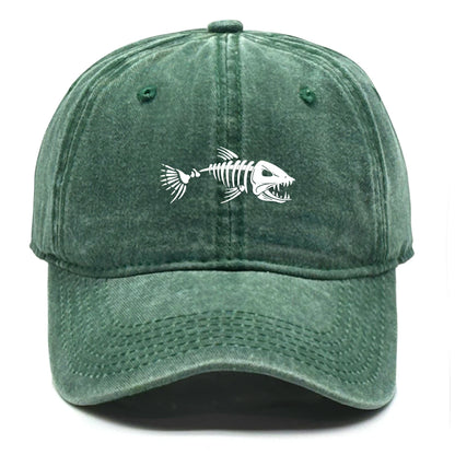 White Fish Bones Distressed Baseball Cap