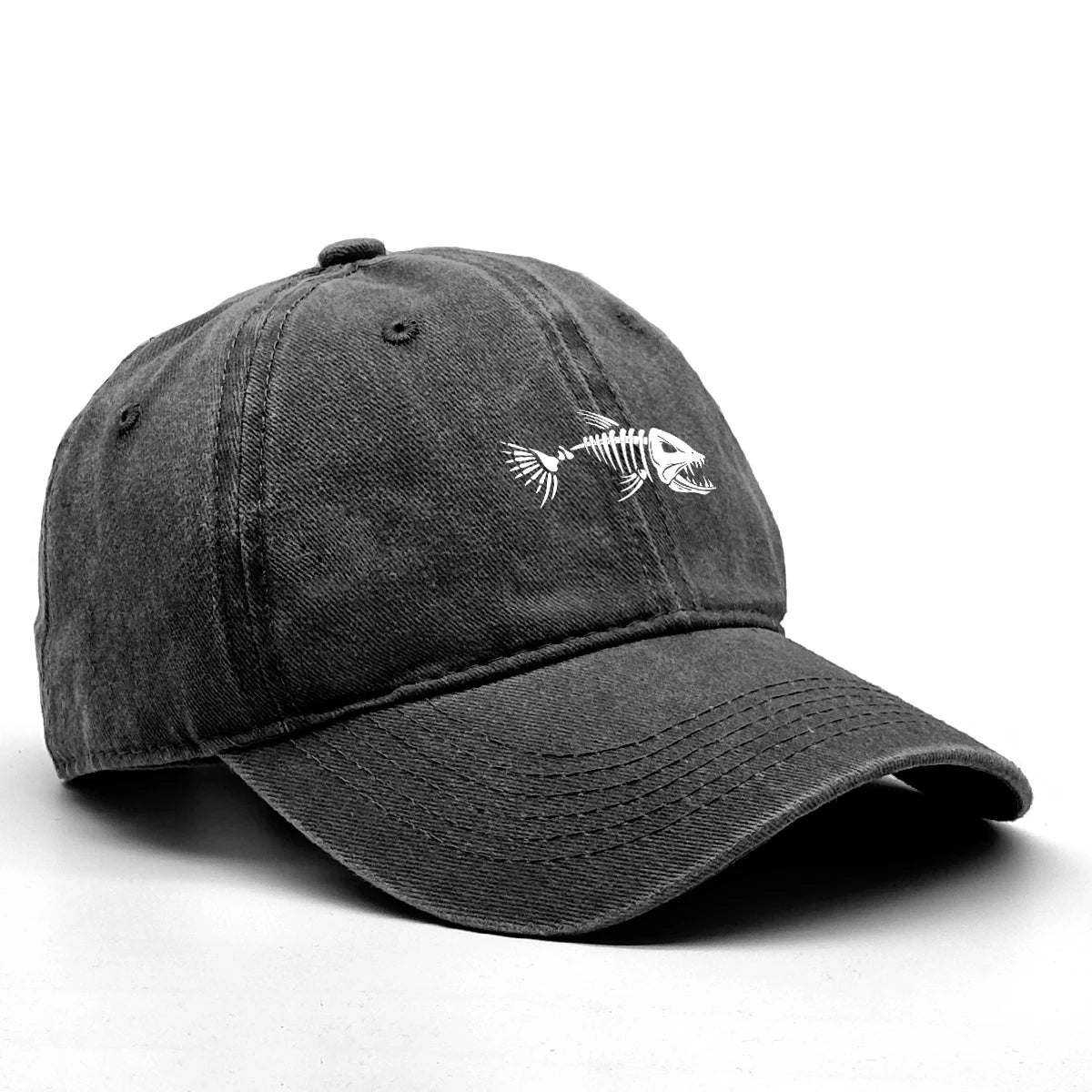 White Fish Bones Distressed Baseball Cap