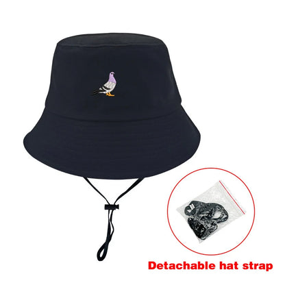 Embroidered Pigeon Travel Bucket Hat