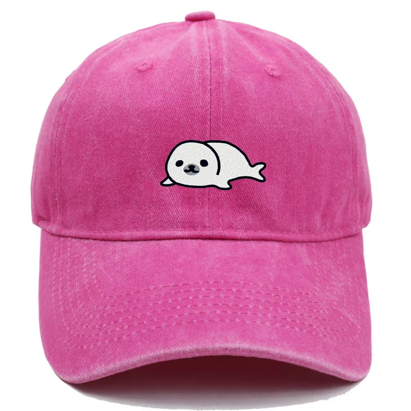 Vintage Seal Embroidered Adjustable Baseball Cap