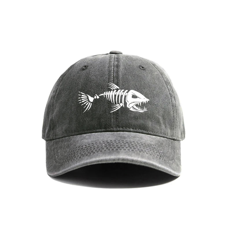 Fishbone Baseball Cap Summer Distressed Dad Hats