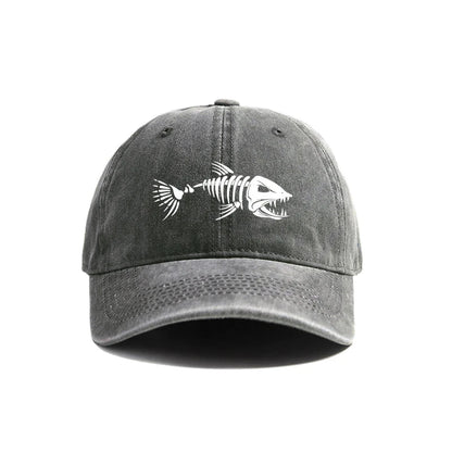 Fishbone Baseball Cap Summer Distressed Dad Hats
