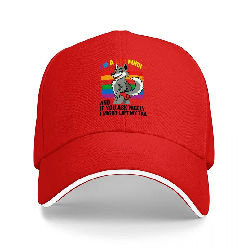 Rainbow Wolf Tail Baseball Cap