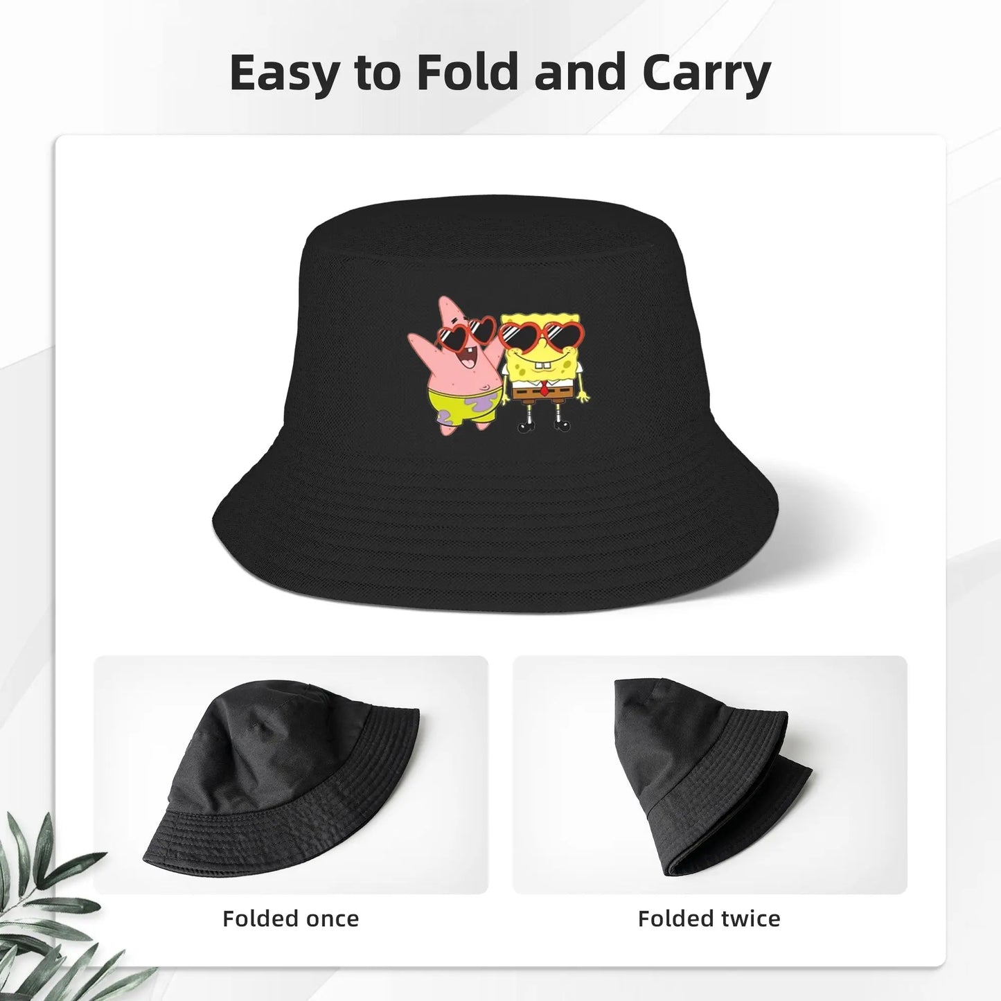 Spongebobs Bucket Hat Heart Streetwear Fisherman Caps