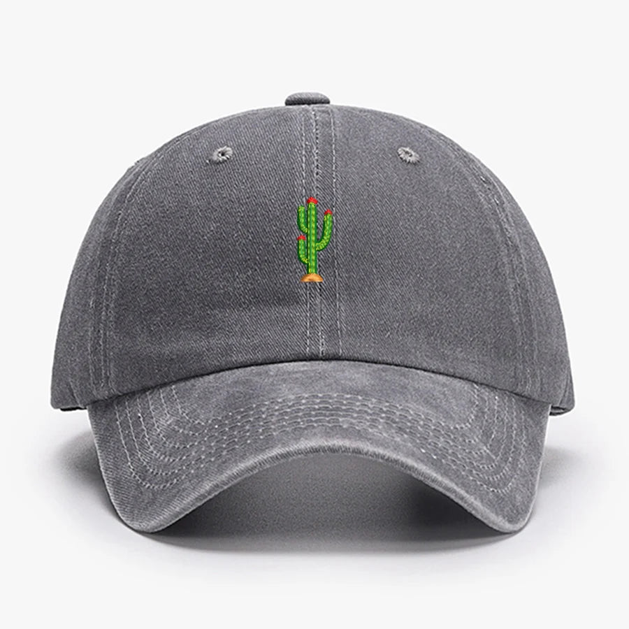 Mini Cactus Embroidery Vintage Soft Baseball Caps Men Women