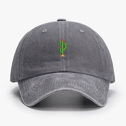 Mini Cactus Embroidery Vintage Soft Baseball Caps Men Women