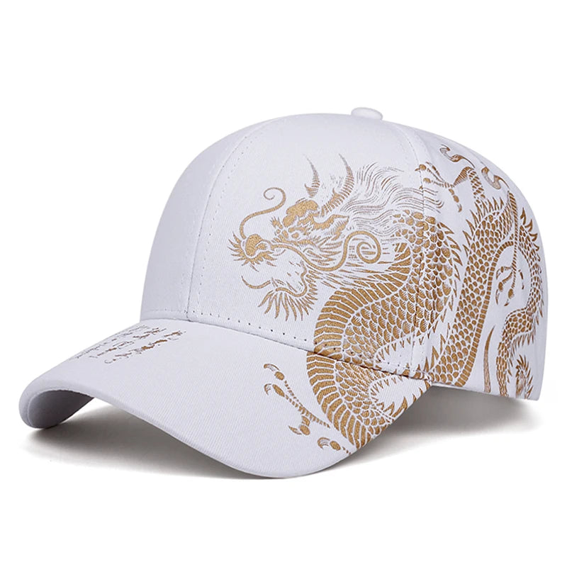 Dragon Printed Flat Brim Streetwear Snapback Cap