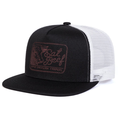 EAT BEEF Embroidery Casual Snapback Cap