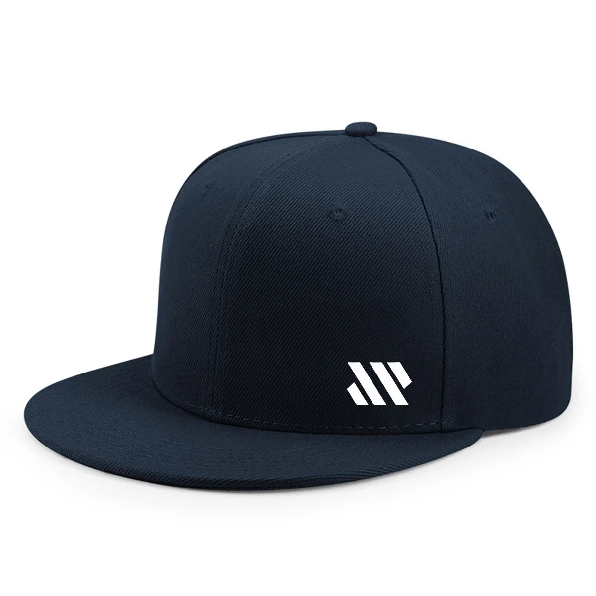 Baseball Hat With White Logo Unisex Adjustable Breathable Flat Brimmed Hat