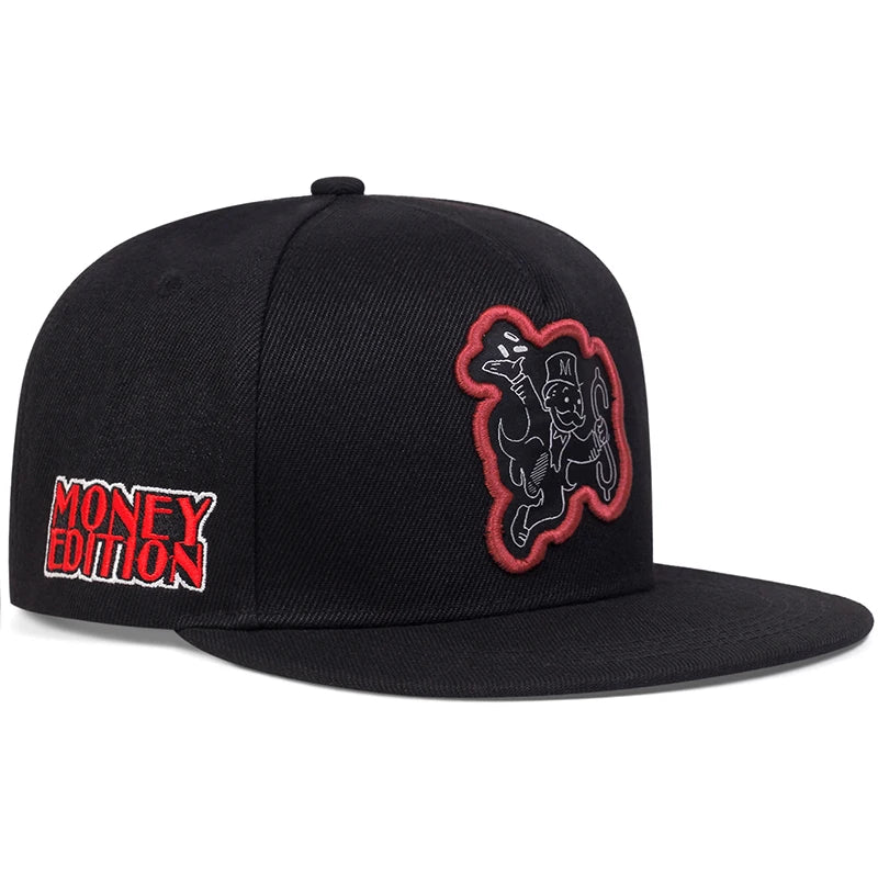 Poker Money Flat Brim Mesh Snapback Cap