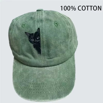Vintage Kitten Print Baseball Cap