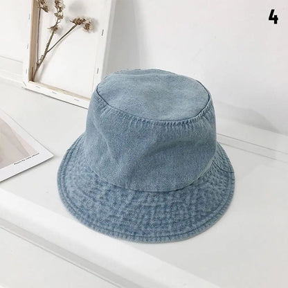 Denim Fabric Unisex Women Men Cotton Bucket Hats