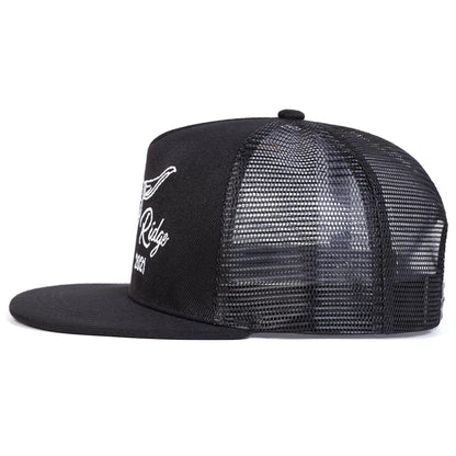 Ox Head Letter Embroidered Mesh Snapback Cap