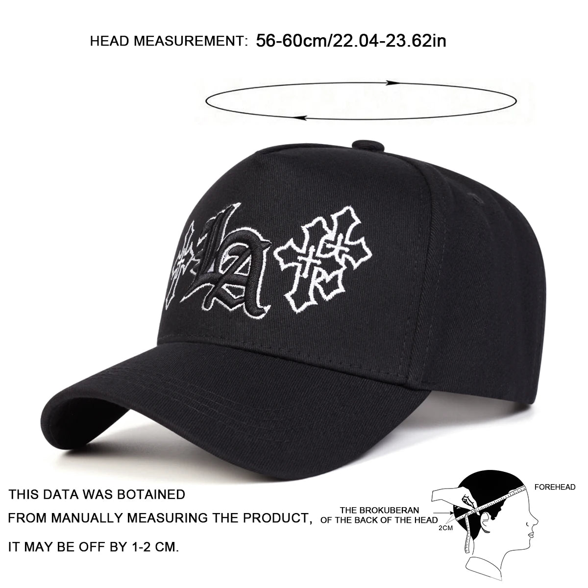 Gothic LA Cross Letter Embroidery Baseball Cap
