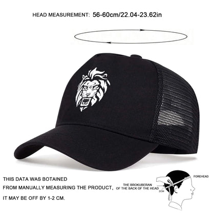 Unisex Lion Head Embroidery Baseball Net Caps