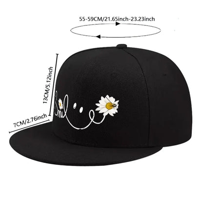 Daisy Flower Smile Snapback Cap