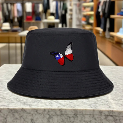 American Butterfly Pattern Lightweight Foldable Outdoor Travel Bucket Hat