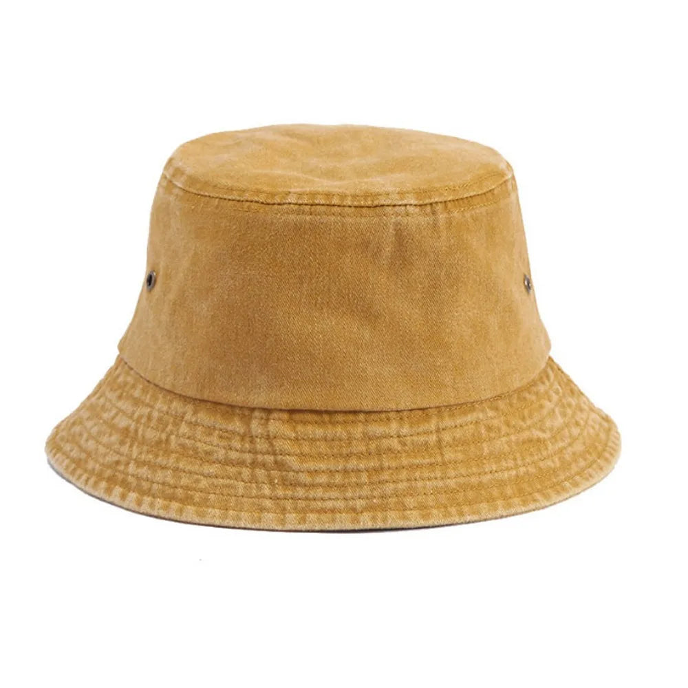 Fashion Summer Bucket Hat Hip Hop Washed Denim