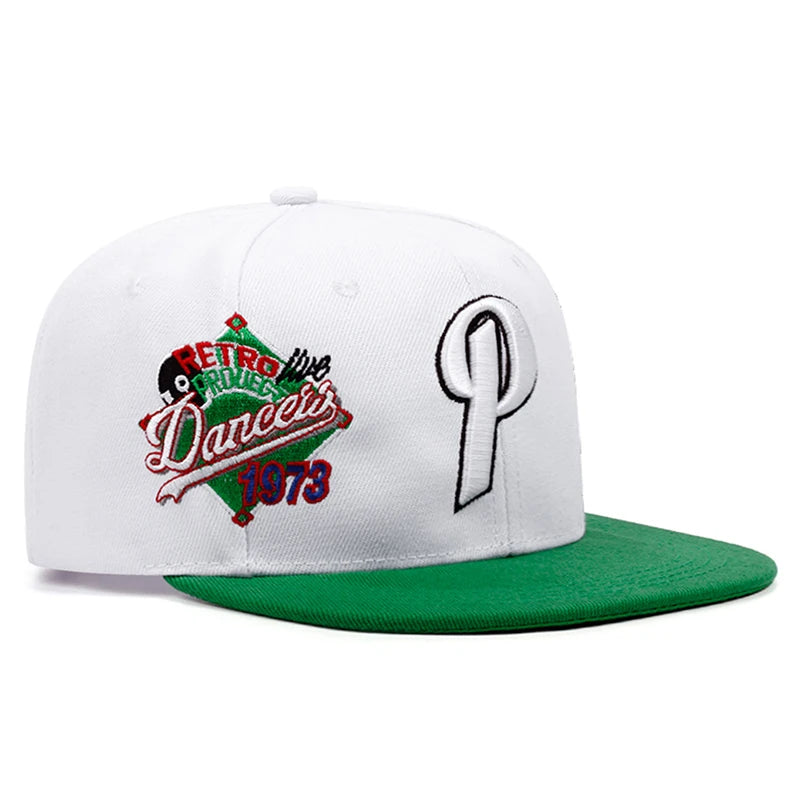 1973 P Letter Embroidered Flat Brim Snapback Cap