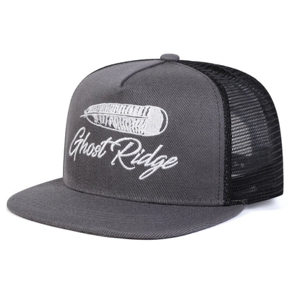Ghost Ridge Letter Embroidered Mesh Snapback Cap