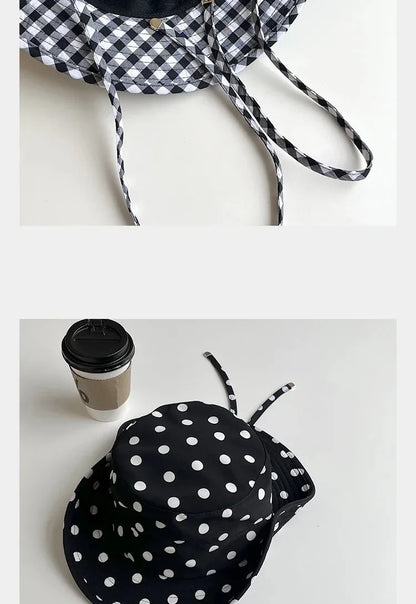 Black Dot Bucket Hats Women Versatile Sweet