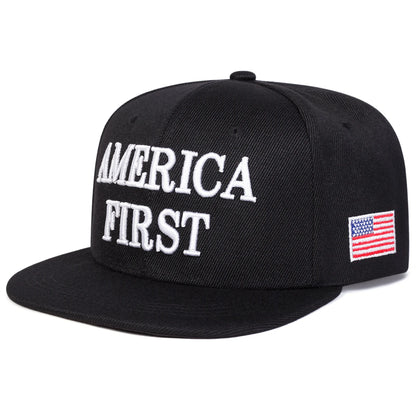 America First Embroidered Hip-Hop Snapback Cap