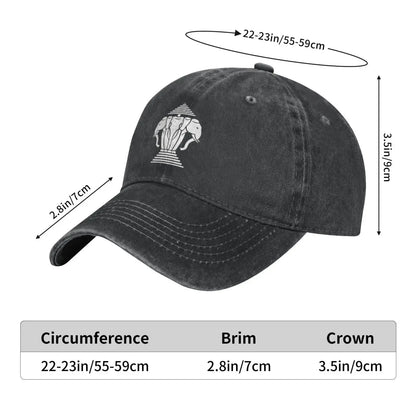 Laos Three Elephant Washed Denim Cap