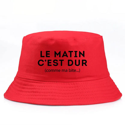 Le Matin Cest Dur Reversible Funny Bucket Hat