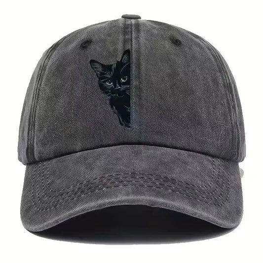 Vintage Kitten Print Baseball Cap