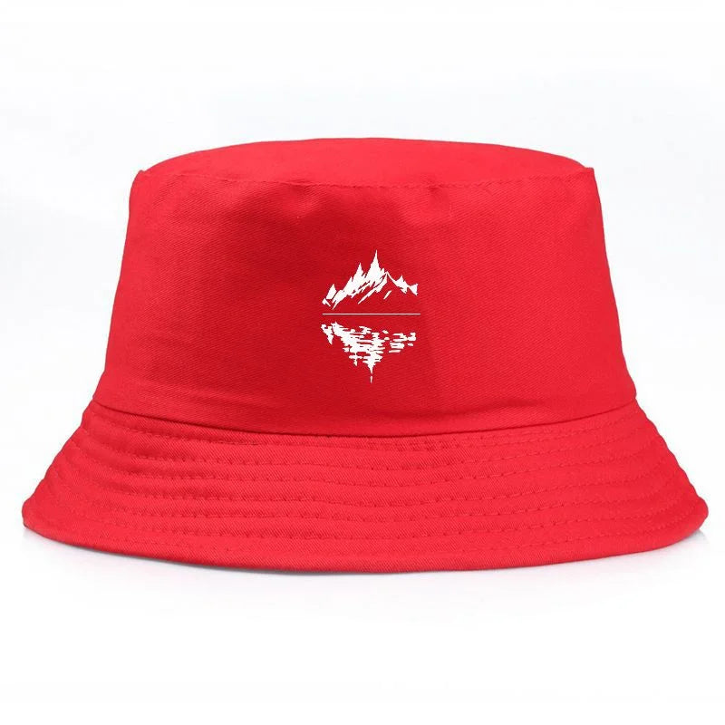 Vintage Mountain Print Cotton Fisherman Bucket Hat