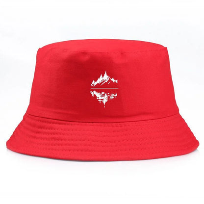 Vintage Mountain Print Cotton Fisherman Bucket Hat