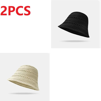 Bucket Hats Woman Summer Hollow Out Thin Sun Protection Hat