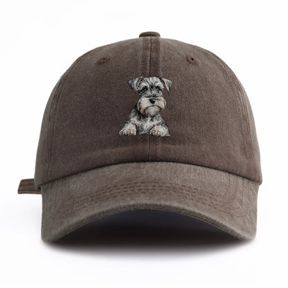 1pc Schnauzer Print Washed Baseball Cap For Adults
