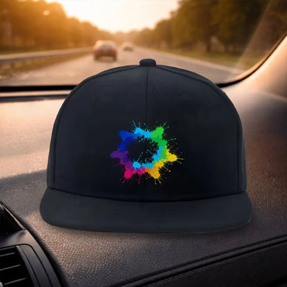 Multicolor Splatter Flat Brim Snapback Cap