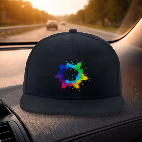 Multicolor Splatter Flat Brim Snapback Cap
